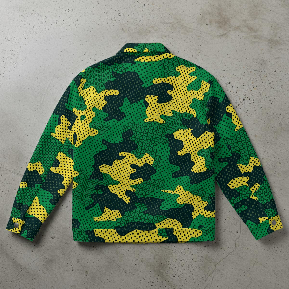 Urban Legend Oregon  Green Yellow Camo Unisex Collared Jacket