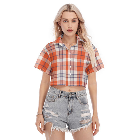 Clemson Tartan Plaid Women's Cropped Shirt