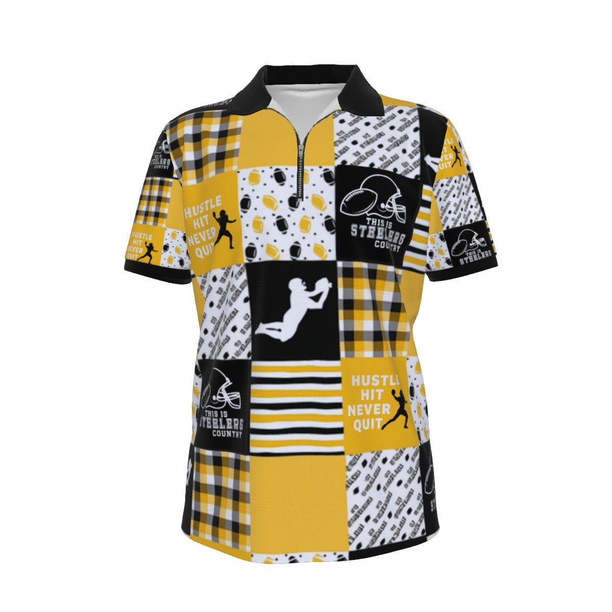 All-over Print Men's Polo Shirt with  Zipper