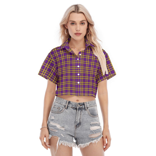 Louisiana Tartan Laid Tigers Lsu Women's Cropped Shirt
