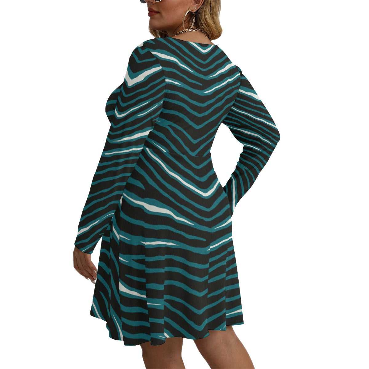 Philadelphia Football Game Day All-Over Print Women's V-neck Long Sleeve Dress(Plus Size)
