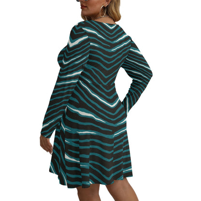 Philadelphia Football Game Day All-Over Print Women's V-neck Long Sleeve Dress(Plus Size)