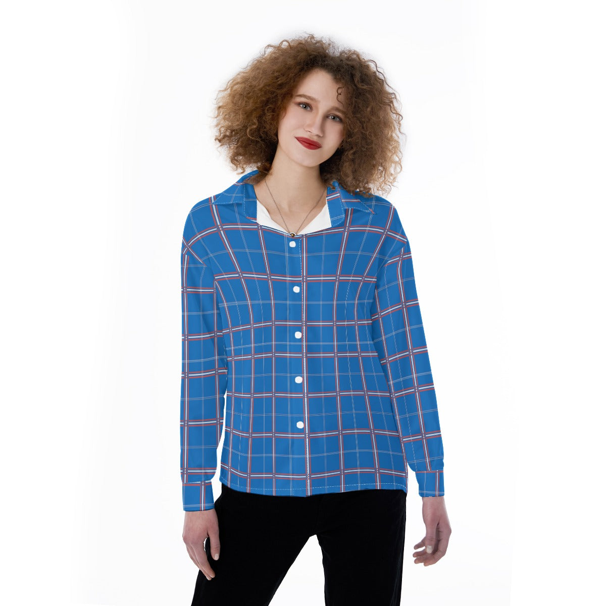 Kansas Tartan Plaid Jayhawks  Women's Satin Shirt