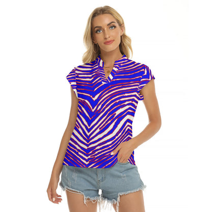 Buffalo Bills Zubaz Women's Stacked V-neck Short Sleeve Blouse