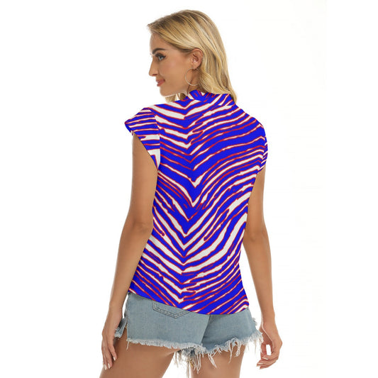 Buffalo Bills Zubaz Women's Stacked V-neck Short Sleeve Blouse