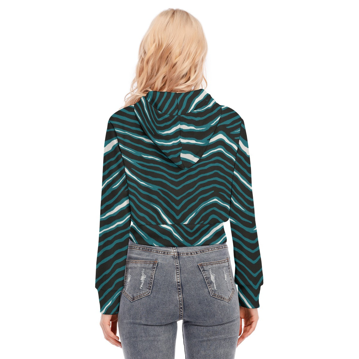 Philadelphia Football Game Day All-Over Print Women's Crop Top Hoodie With Zipper Closure