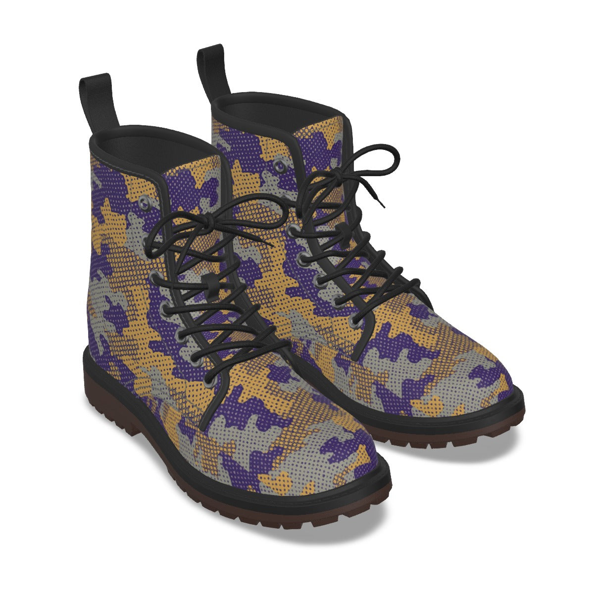 Urban Legend Washington Purple and Gold Camo Martin Short Boots – Huskies-Inspired Streetwear for Ga