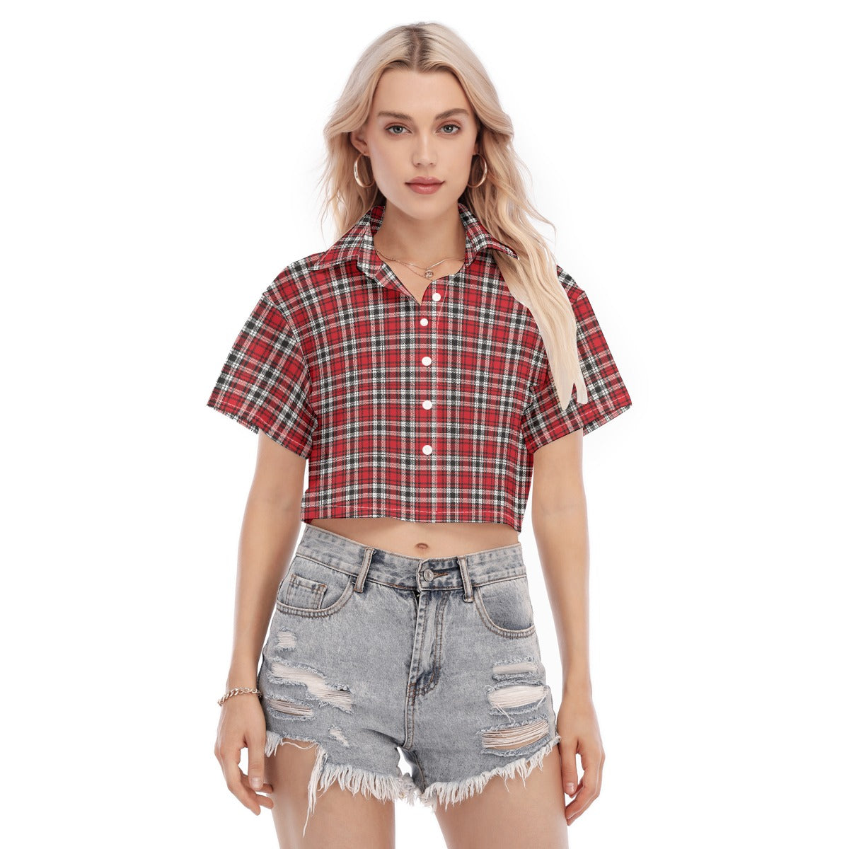 Louisville Tartan Plaid Cardinals Women's Cropped Shirt