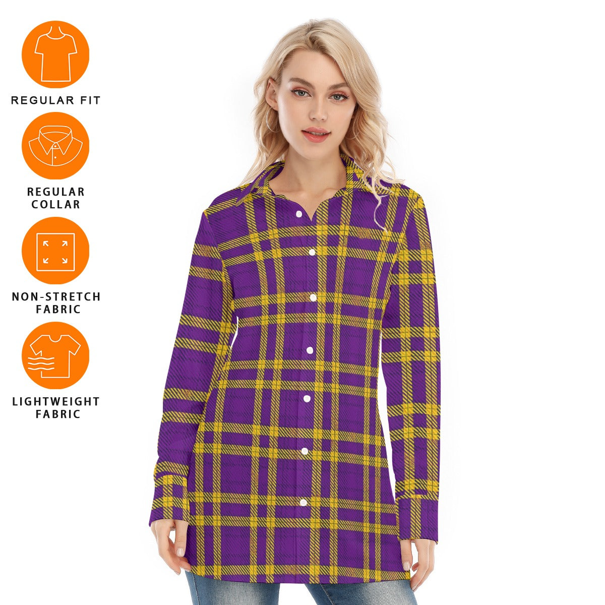 Louisiana Tartan Laid Tigers Lsu Women's Long Shirt