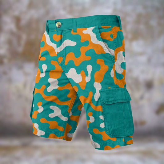 Urban Legend Miami Dolphins Aqua Orange White Camo Cargo Shorts