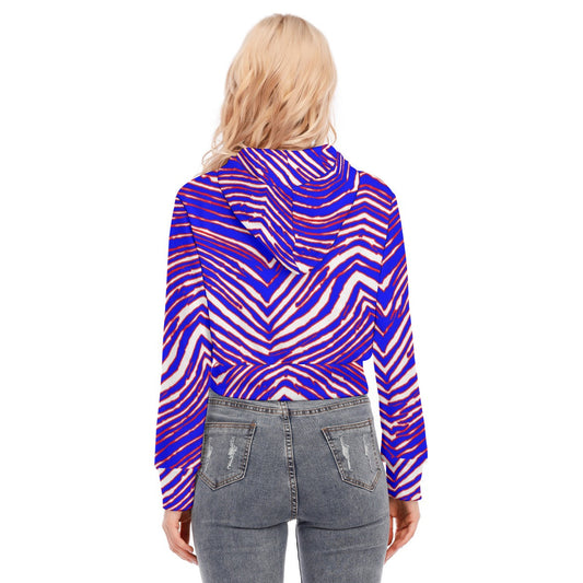 Buffalo Bills Zubaz Women's Crop Top Hoodie With Zipper Closure
