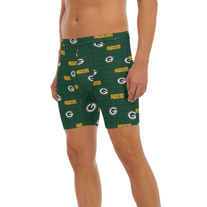 Green Bay Football Game Day All-Over Print Men's Long Boxer Briefs