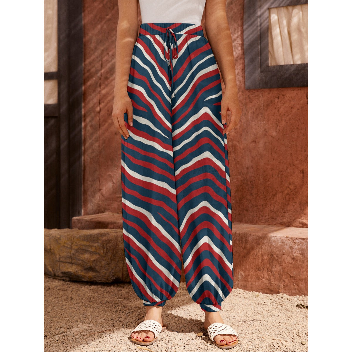 New England Football Game Day All-Over Print Women's Carrot Pants with Pockets