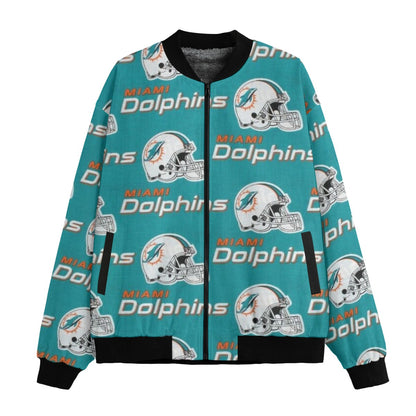 Miami Football Game Day All-Over Print Men’s Fleece Bomber Jacket