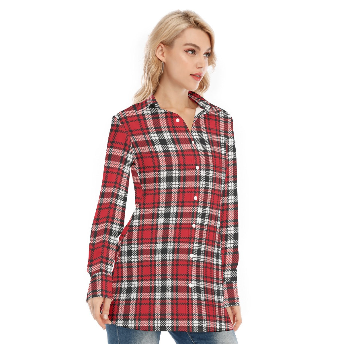 Louisville Cardinals Tartan Plaid Women's Long Shirt