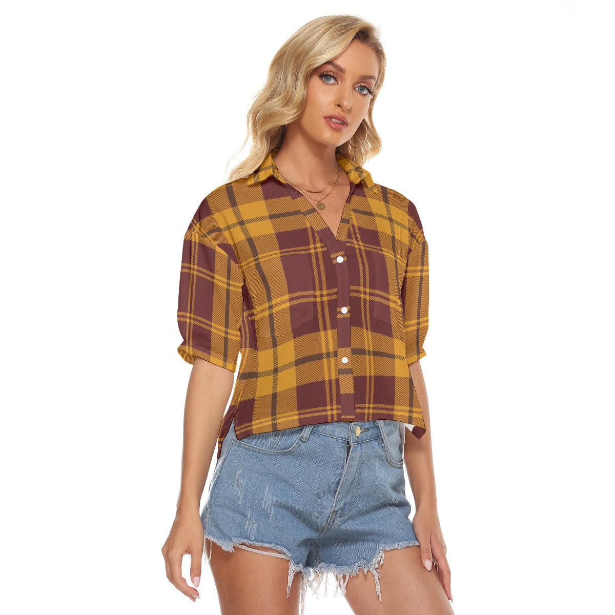 Urban Legend Minnesota Golden Gophers Tartan Plaid Women's V-Neck Shirt – Maroon and Gold College St