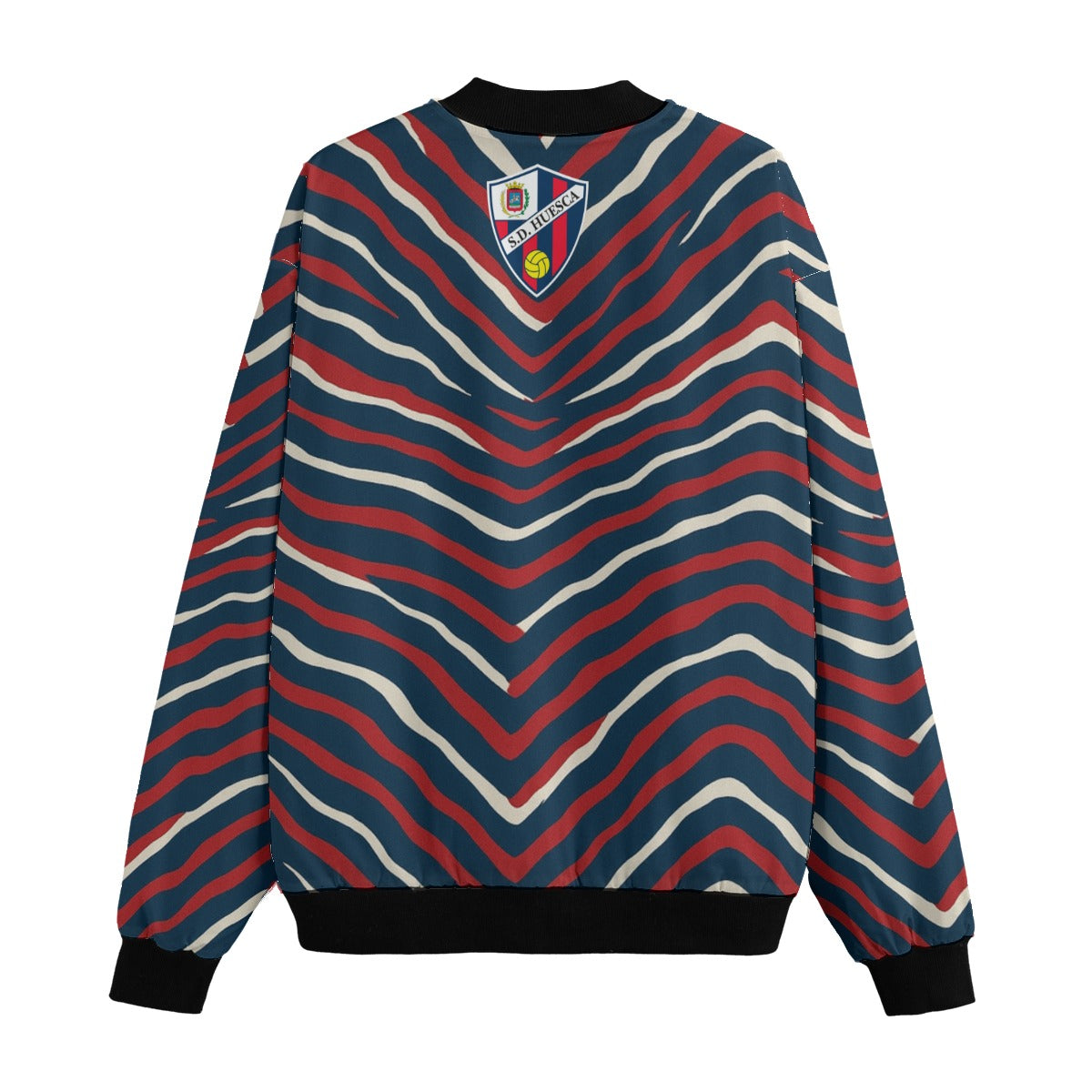 Chaqueta SD Huesca Fleece Bomber Jacket con patrón de cebra en los colores del club