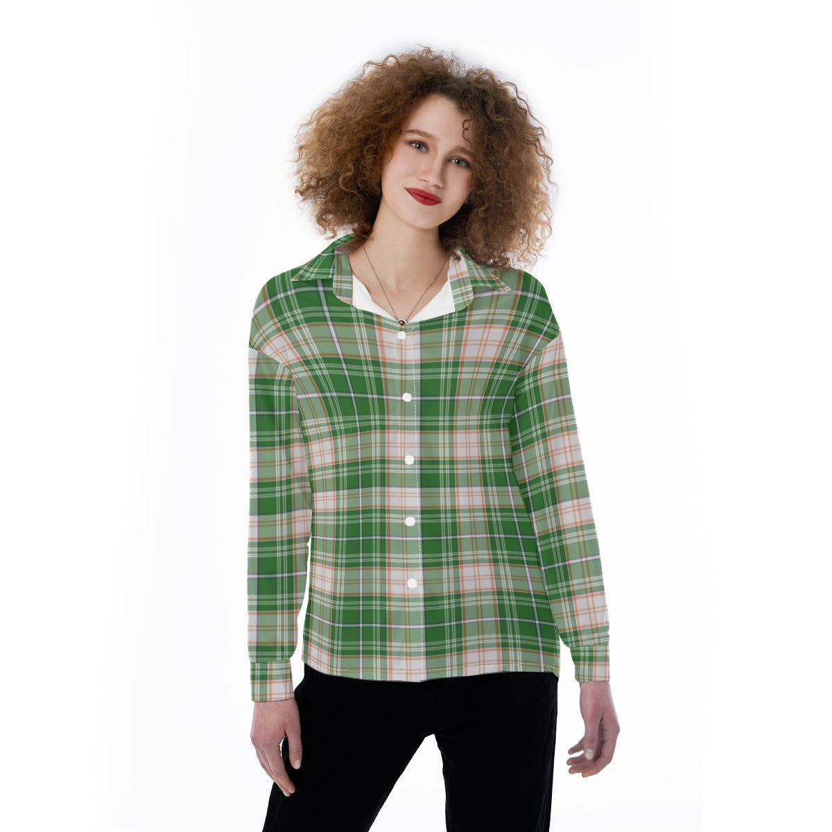 Miami Tartan Plaid Hurricanes  Women's Satin Shirt
