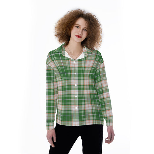 Miami Tartan Plaid Hurricanes  Women's Satin Shirt
