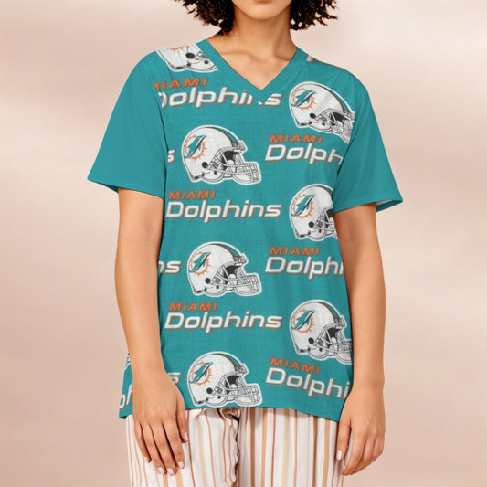 Miami Football Game Day All-Over Print Women's Loose V-Neck Short-Sleeve T-Shirt