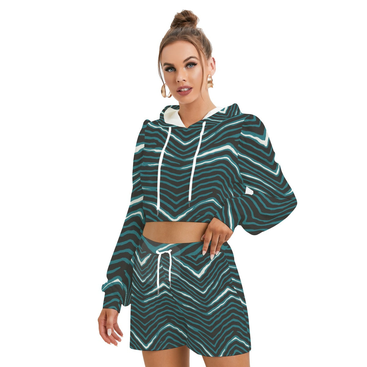Philadelphia Football Game Day All-Over Print Women's Mirco Fleece Hoodie And Shorts Set