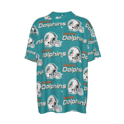 Miami Football Game Day All-Over Print Men's Imitation Silk Short-Sleeved Shirt