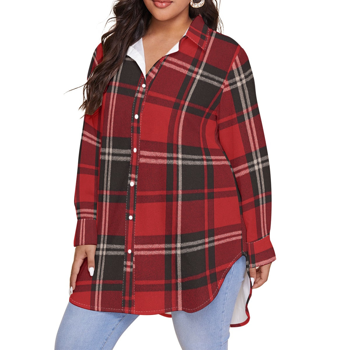 Cincinnati - Bearcats Tartan Plaid Women's Shirt With Long Sleeve(Plus Size)