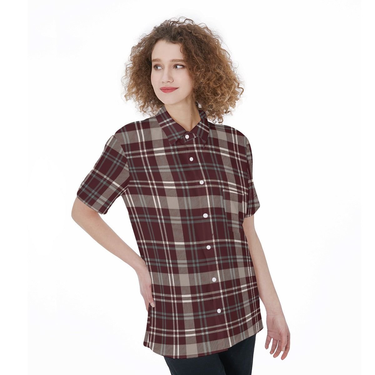Texas Tartan Plaid A&M - Aggies  Women's Short Sleeve Shirt With Pocket