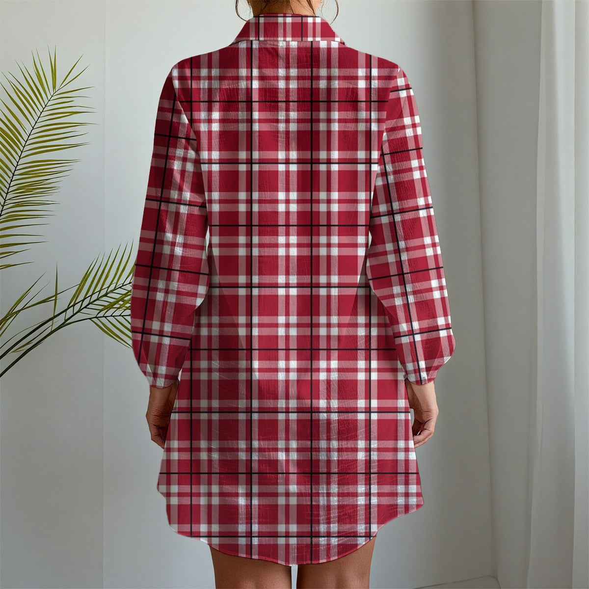 Arkansas - Razorbacks tartan Plaid  Women's Long Sleeve Shirt Dress