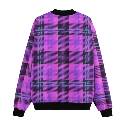 Isle of Skye – purple vibrant tartan  Fleece Bomber Jacket