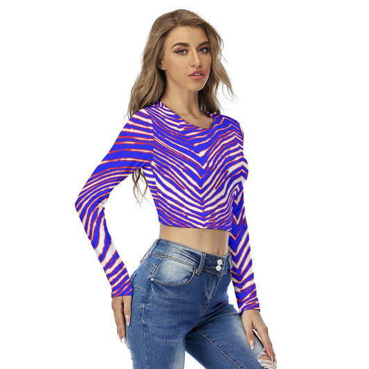 Buffalo Bills Zubaz Women's Round Neck Crop Top T-Shirt