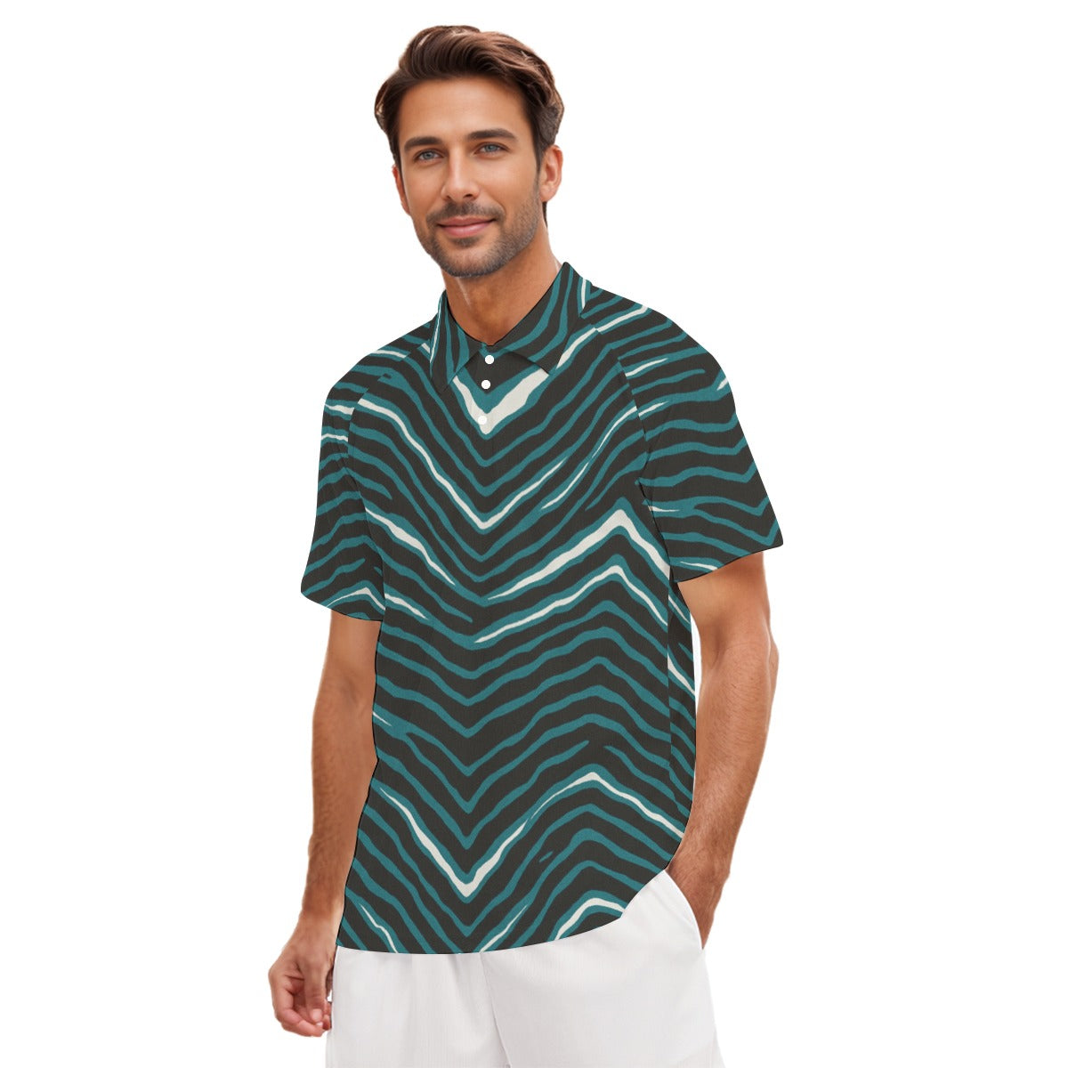 Philadelphia Football Game Day All-Over Print Men's Short Sleeve Polo Shirt With Button Closure