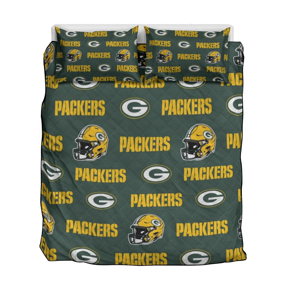 Green Bay Football Game Day Quilt & Pillow Cases With  Edge-wrapping Strips