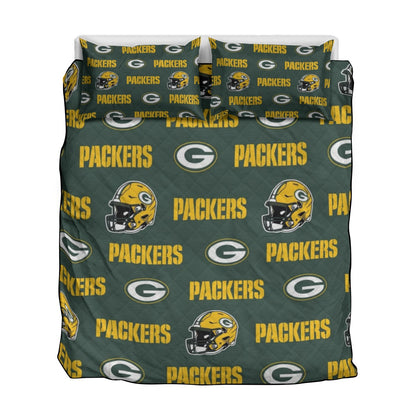 Green Bay Football Game Day Quilt & Pillow Cases With  Edge-wrapping Strips