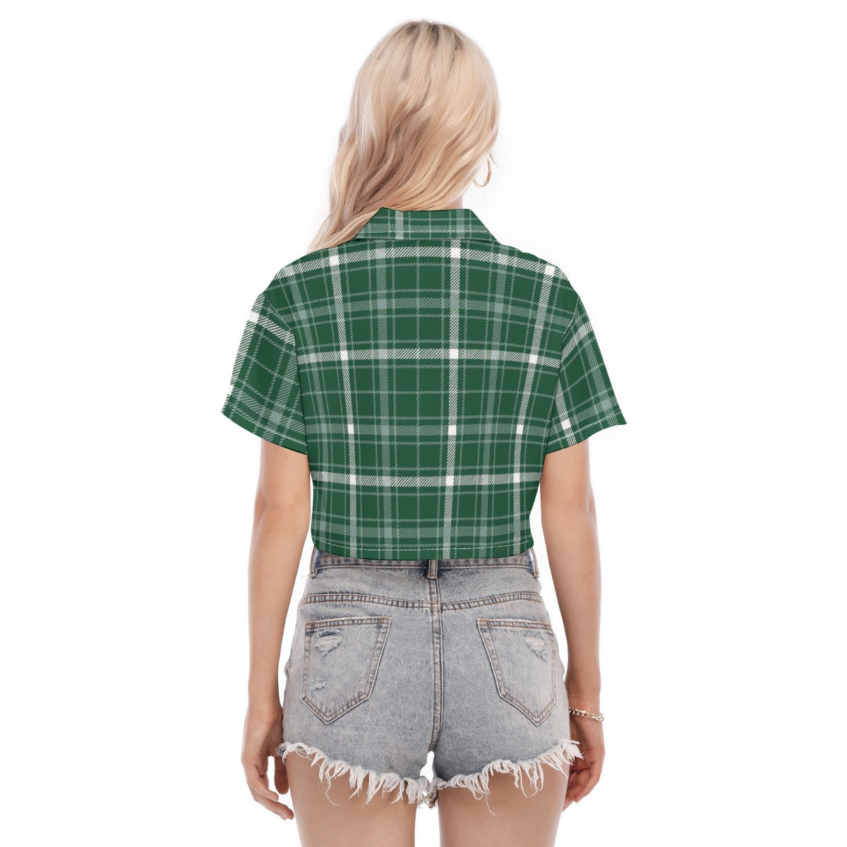 Michigan State Tartan Plaid Spartans Women's Cropped Shirt