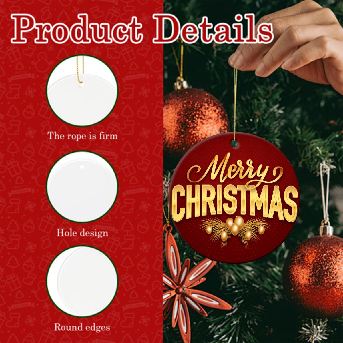 Miami Football Game Day Christmas Round Ornaments For The USA （6pcs）