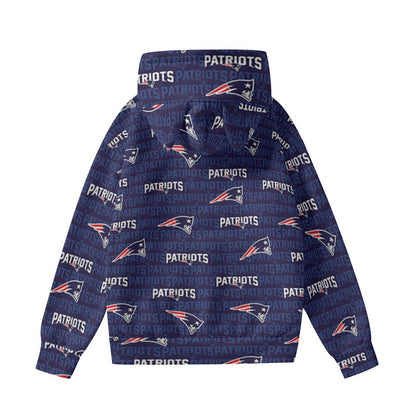New England Football Game Day All-Over Print Women’s Hoodie With Decorative Ears