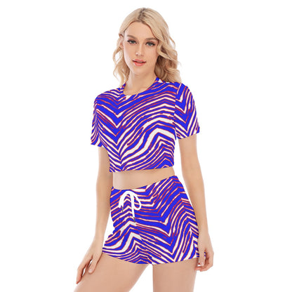 Buffalo Bills Zubaz Women's O-neck T-shirt Shorts Suit