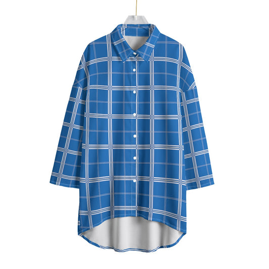 Kentucky Tartan Plaid Wildcats Women's Chiffon Shirt With Elbow Sleeve