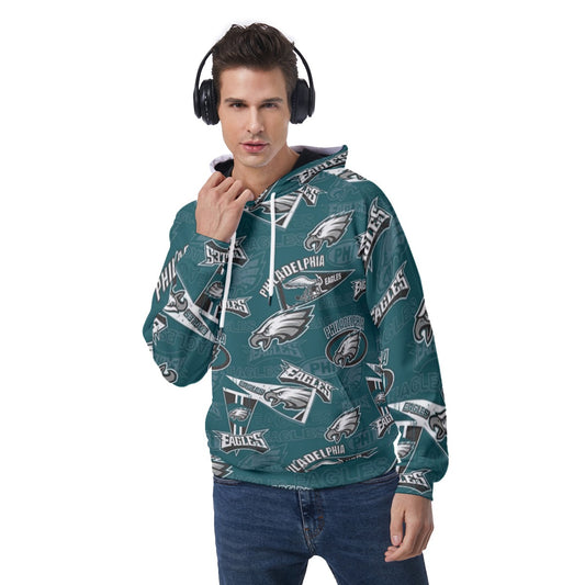 Philadelphia Football Game Day All-Over Print Men's Raglan Pullover Hoodie