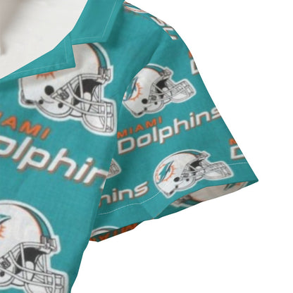 Miami Football Game Day All-Over Print Kid's Hawaiian Vacation Shirt | 115GSM Cotton poplin