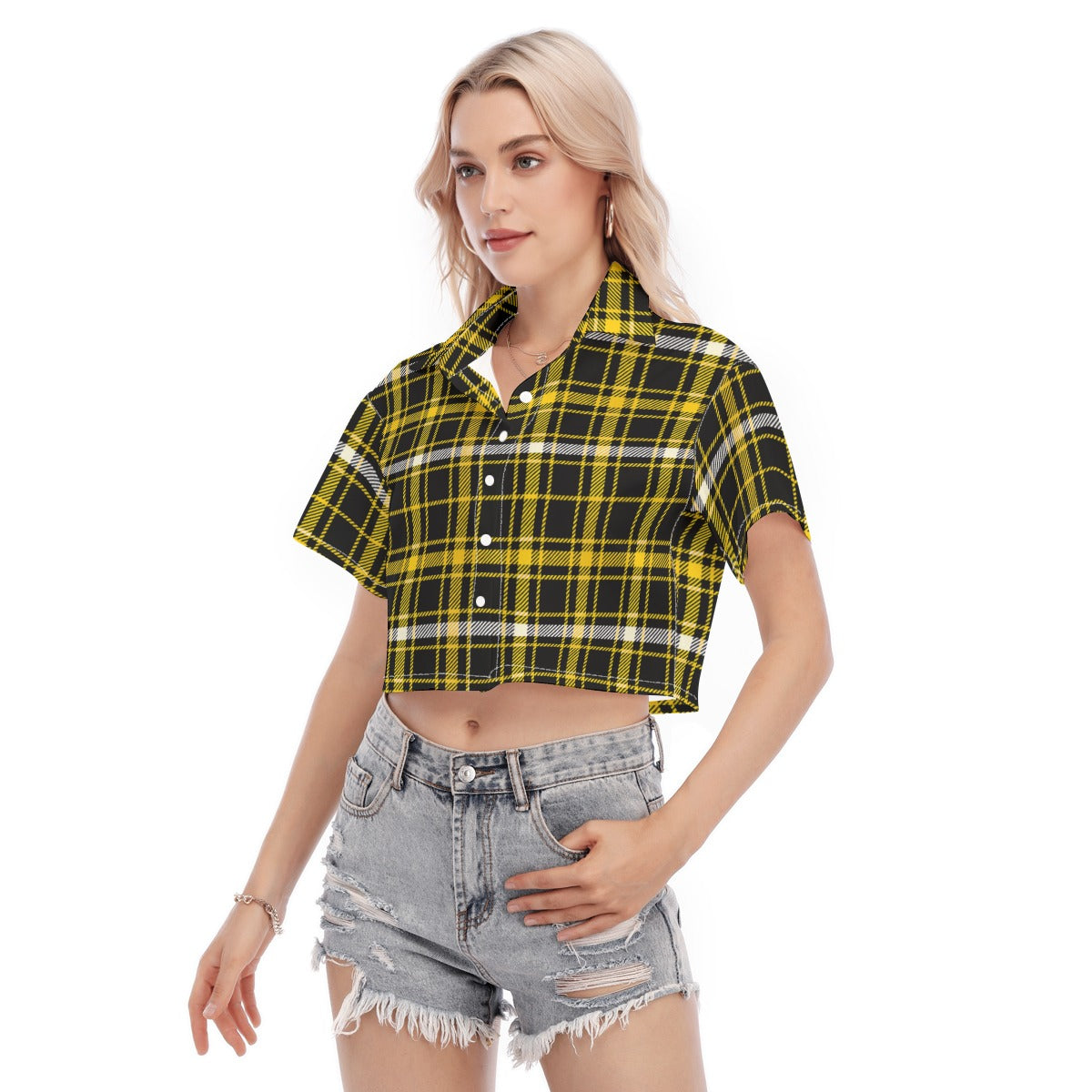 Missouri Tartan Plaid Tigers  Women's Cropped Shirt