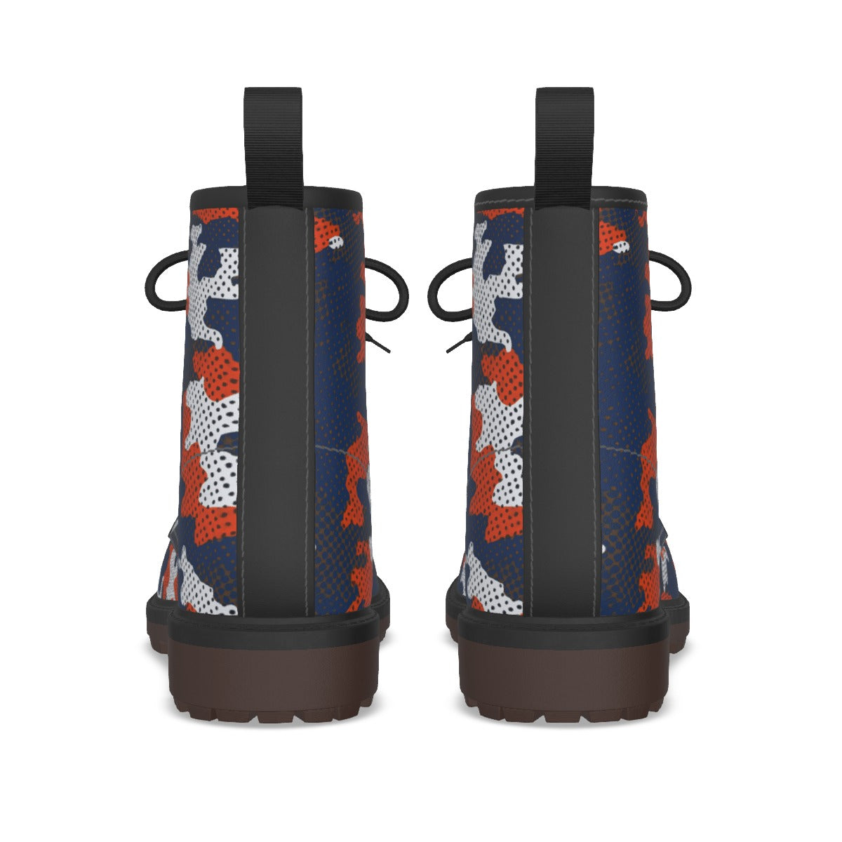 Urban Legend Virginia Navy and Orange Camo Martin Short Boots – Cavaliers-Inspired Streetwear for Ga