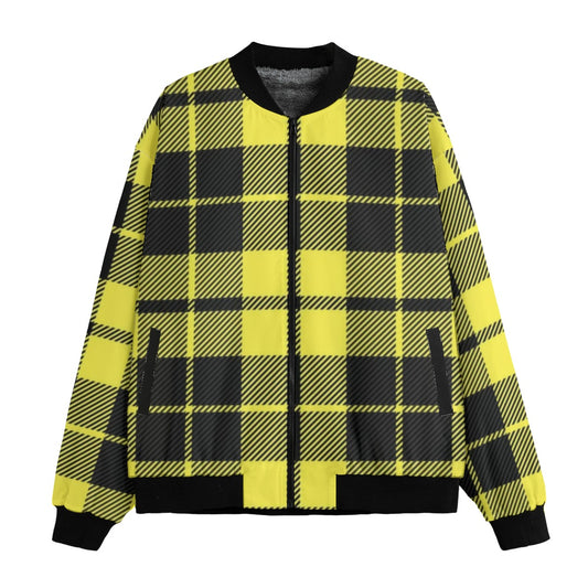 MacLeod yellow black tartan plaid Fleece Bomber Jacket