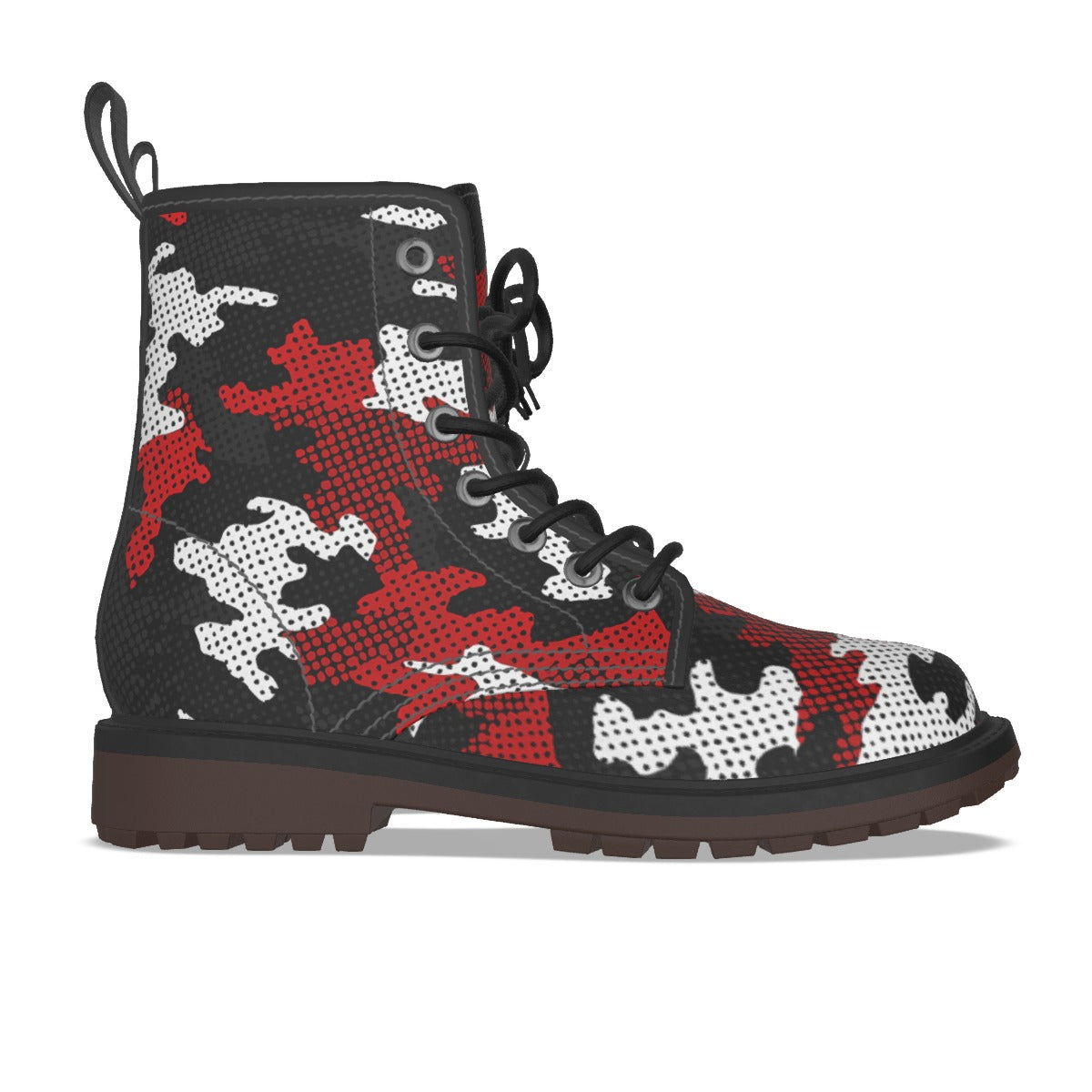 Urban Legend Utah Red, Black, and White Camo Martin Short Boots – Utes-Inspired Streetwear for Game