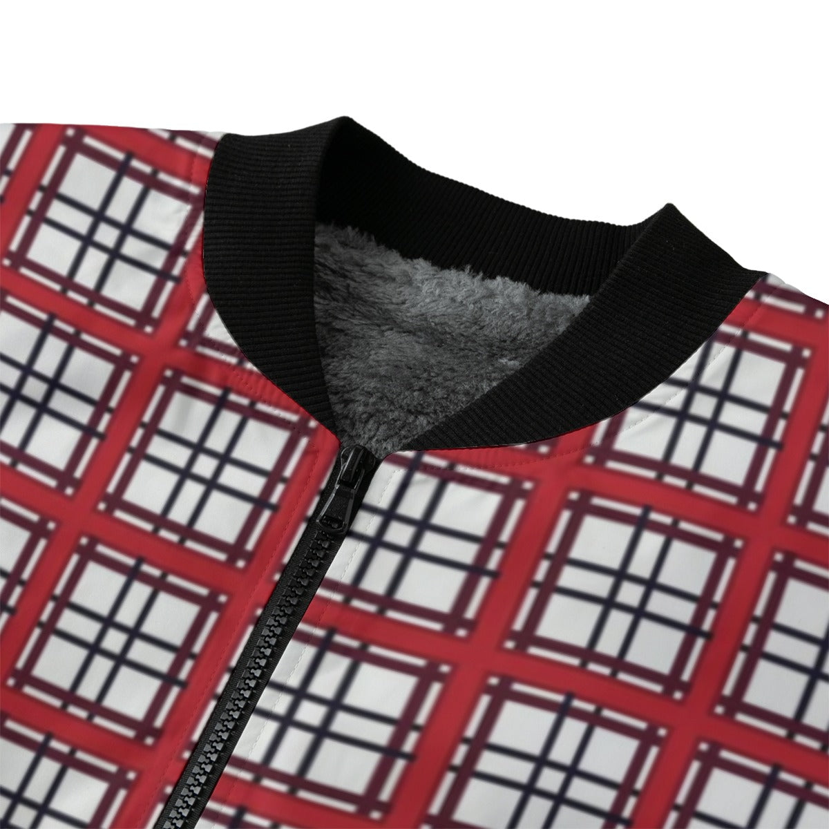 MacGregor – red with black and white checks tartan Fleece Bomber Jacket