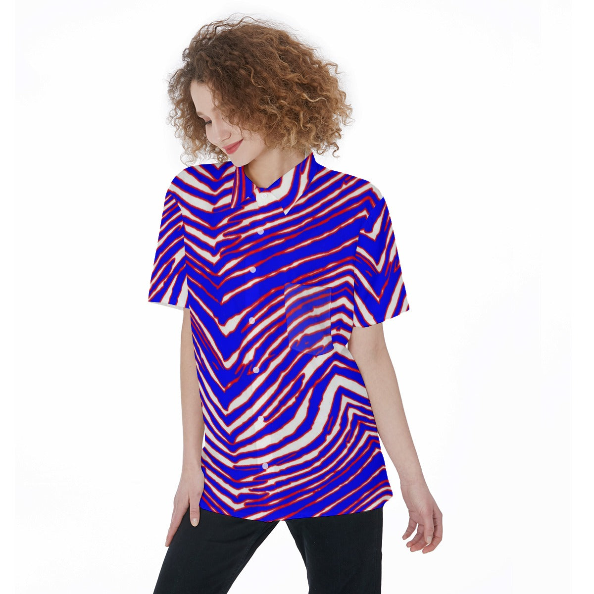 Buffalo Bills Zubaz Women's Short Sleeve Shirt With Pocket