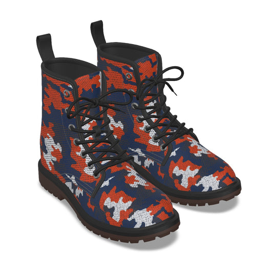 Urban Legend Virginia Navy and Orange Camo Martin Short Boots – Cavaliers-Inspired Streetwear for Ga