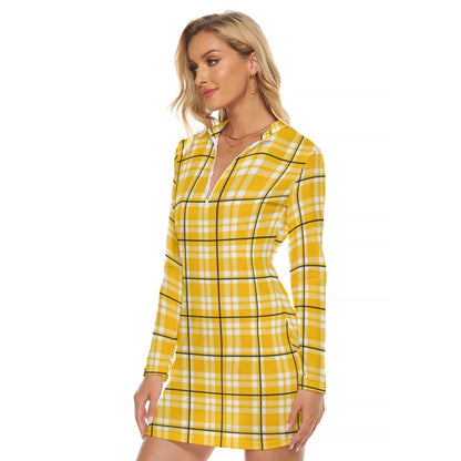 All-Over Print Women's Zip Front Tight Dress