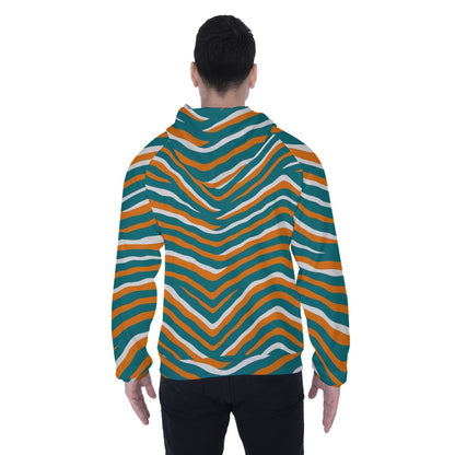 Miami Football Game Day All-Over Print Men's Heavy Fleece Raglan Zip Up Hoodie With Pocket